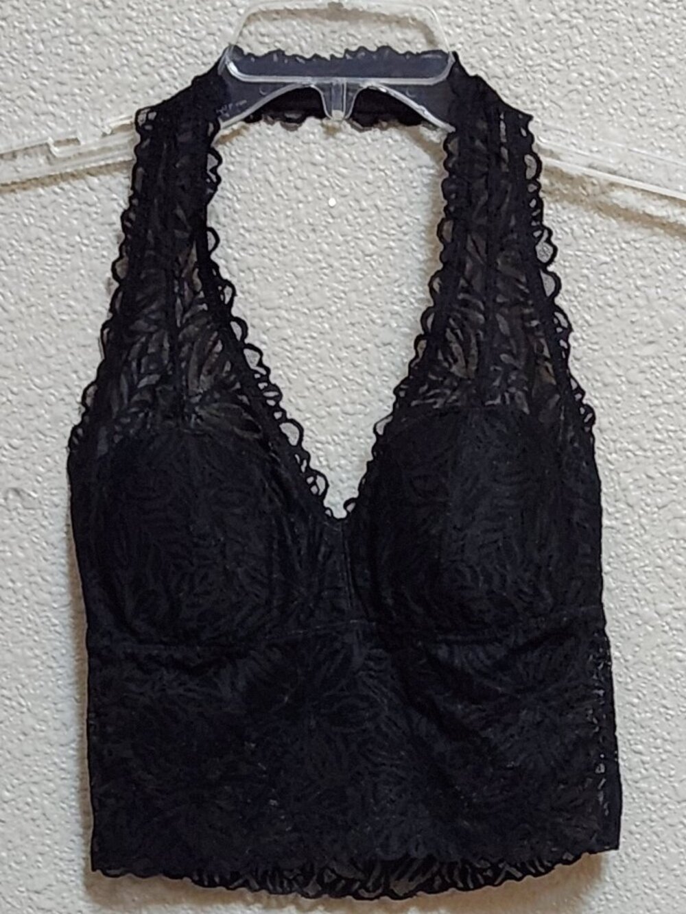 AERIE - Lace Padded Halter Bra Top Bralette Black - Small - NEW NWT